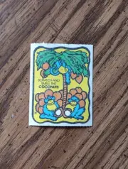 Vintage 80s MELLO SMELLO Scratch Smell Coconut blue monkey Sticker Sniff