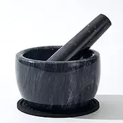 Marble Heavy Duty Mortar and Pestle Natural Marble Mortar and Pestle Set for Gourmet Cooking & Spice Grinding Make Fresh Guacamole, Salsa, Pesto, Stone Grinder Bowl, (7oz)
