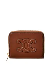 CELINE Triomphe Compact Zipped Leather Wallet NoSize Brown