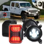2X LED Tail Lights 2X LED Headlights W/ 9" Brackets For Jeep Gladiator JT 20~21 (for: Jeep)