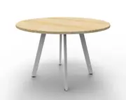 RAPIDLINE ETERNITY ROUND MEETING TABLE 1200mm Diameter x H730mm Natural Oak Top White Frame