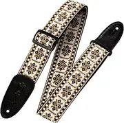 Levy's Leathers M8HT-04, 2" Jacquard Weave Hootenanny Style Guitar Strap Yellow & White