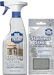 [Bar Keepers Friend] Stainless Steel Cleaner and Polish Cleaning Kit - Includes Bar Keeper's Friend Stainless Steel Cleaner and Polish Spray(25.4 oz) - 1 BKF Microfiber Cloth