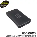 【3CTOWN】含稅 伽利略 HD-333U31S USB3.1 GEN2 TO SATA SSD 2.5吋硬碟外接盒