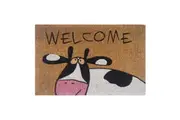 Solemate Premium Cow Welcome Mat 50x80cm Biodegradable Coconut White & Black