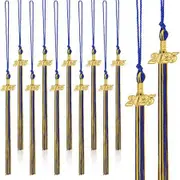 20Pcs Graduation Tassels Academic Graduation Cap Hat Tassel with 2025 Gold Charm for 2025 Graduation Ceremonies Accessories (Gold Blue)