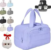 [Generic] Cureaway Travel Cosmetic Bag, Curetoaway Large Capacity Wide-Open Travel Cosmetic Bag, 4-in-1 Multi-Functional Toiletry Bag for Women, Dry-and-Wet Separation with 4 Compartments (Purple)