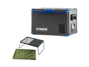 Adventure Kings 60L Camping Fridge 88 Can Capacity 12v240v + Camp Fire BBQ Plate