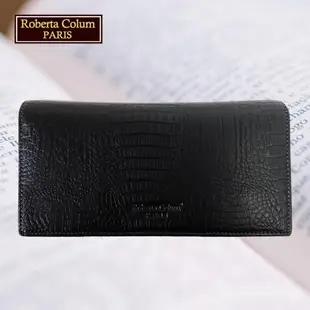 (Roberta Colum)諾貝達 鱷魚紋 男士專櫃皮夾／皮夾／長夾 (黑色-23558)