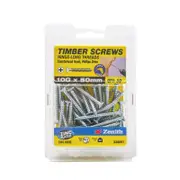 Zenith 10G x 50mm Zinc Plated Hinge-Long Thread Countersunk Head Timber Screws - 50 Pack