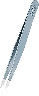 Rubis Evolution 2-in-1 Tweezers - Pointed, Oblique and Fine - Splitter Tweezers for Ingrown Hair and Splitters - Tweezers Eyebrow Plucking - Light Blue