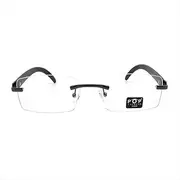 [Pop Fashionwear] Retro Vintage Rectangle Rimless Clear Lens Eye Glasses Mens Women Wood Frame Fashion Glasses