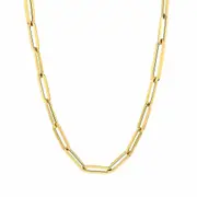 14k Yellow Gold Paperclip Chain Necklace, 3mm