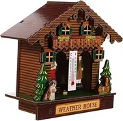 Barometer Outdoor Thermometer Hanging Thermometer Wall Temperature Gauge Household Weather Station Indoor Climate Gauge Weather House Outdoor Barometer House Hygrometer Wooden