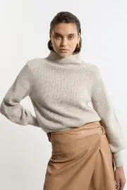 Wool Blend Cosy Funnel Knit Jumper