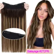 One Piece Wire in Human Hair Extensions 100% Remy Hidden Headband Clip in Weft