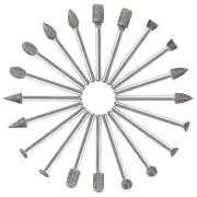 20pcs 10 Style 3mm Rotary Diamond Burr Drill Bits Grinding Carving Tool