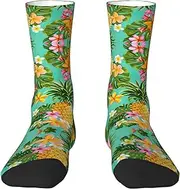 [pvinnk] Tropical Fruit Pineapple Print Adult Long Thick Socks Unisex Crew Socks For Men Womenfor Workouts Sports Socks