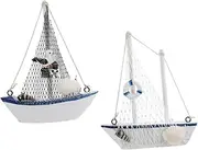 TEHAUX Elegant and 2pcs Nautical Sailing Ship Model Ornaments Mediterranean Boat for Home