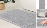 Waffle Bath Mat,Bathroom Rugs Non Slip Washable Quick Dry Machine 17"x24" Grey