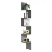 Corner Shelf Wall Mount, 5-Tier Floating Corner Bookshelf, Plant Dove Gray