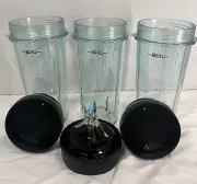 New 3 Pack 16Oz Cup Set With Coffee Lids And Blender Replacement Nutri Ninja Fit