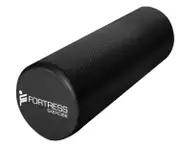 Fortress Round Foam Roller (45x15cm) w/ Exercise Chart - Black