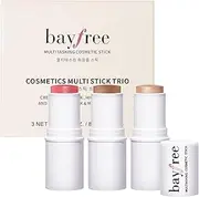 bayfree 3 PCS Makeup Cream Contour Stick Set, Highlighter, Bronzer & Blush Stick Trio for Face, Long Lasting, Natural Face Contour, Dewy & Matte Finish, Suitable for All Skin