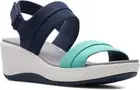 Clarks Women's Step Cali Muir Sandal Navy/Green Size US 12 Cloudsteppers Cushion