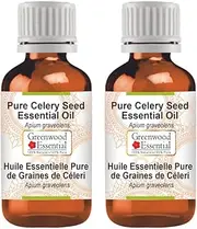 Greenwood Essential Pure Celery Seed Essential Oil (Apium graveolens) 100% Natural Therapeutic Grade Steam Distilled for Personal Care (Pack of Two) 100ml X 2 (6.76oz)