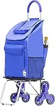 dbest products Stair Climber Bigger Trolley Dolly, Blue Shopping Grocery Foldable Cart Condo Apartment