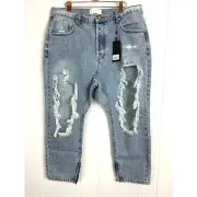 One Teaspoon Fleetwood Kingpins Cropped Boyfriend Jeans Size 32 NWT