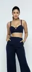 Women Black Solid Ribbed Cami Bra Crop Top Medium $20.00