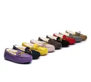 EVERAU® UGG Slippers Women Sheepskin Wool Bow Casual Miracle Moccasins - Yellow / AU Ladies 4 / AU Men 2 / EU 35