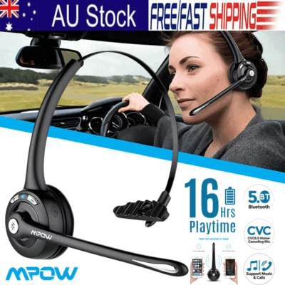 Mpow Bluetooth Wireless Over Head Headset Business Driver Headphone With Mic AU