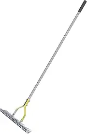 Thatch Rake 15in Wide Stainless Steel High Efficiency Ergonomic Dead Grass Rake for Fallen Leaves Dead Branches