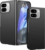 [DOMAVER] for Google Pixel 9 Pro Fold Case with Screen Protector, Support Wireless Charging, Matte Slim Skin-Touch Shockproof Pixel 9 Pro Fold Case for Men Women, Black