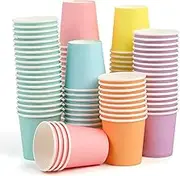 VEYLIN Small Disposable Paper Cups, 120 Pieces, 2OZ Mini Colorful Paper Cups, Suitable for DIY, Party, Sundaes, Frozen Yogurt and Hot Soups