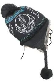 Grateful Dead Steal Your Face Faux Fur Knit Winter Ski Hat Stealie SYF Deadhead