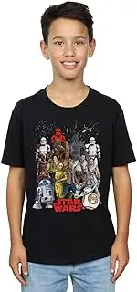 [Absolute Cult] Star Wars Boys The Rise Of Skywalker Character Collage T-Shirt Black 9-11 Years