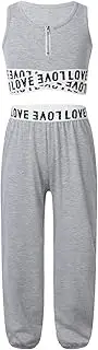 [TAIKMD] Kids Girls Crop Tops with Athletic Pants Tracksuit Gymnastic Active Workout Clothing Set Two Piece Dance Outfit