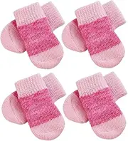 FONDOTIN 2 Sets Comfortable Non Slip Pet Dog Socks Elastic Slip Socks for Dogs Stylish Cartoon Design for Year Protection