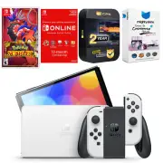 Nintendo Switch White OLED + Pokemon Scarlet + NSO 1 Year Family Membership