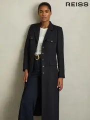 Reiss Navy Madison Petite Wool-Blend Single-Breasted Coat (AU8080) | $780