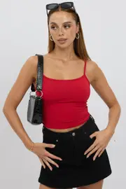 Red Cami Top Thin Strap Supersoft - Size 14L, Women's Singlet