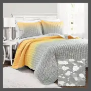 2pc Twin Glitter Ombre Metallic Print Kids' Quilt Set Yellow/Gray - Lush
