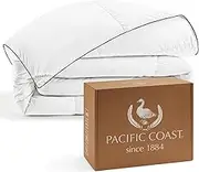 Pacific Coast Goose Feather Down Fiber Comforters Queen Size, Extra Fluffy White Duvet Insert, Ultra-Soft, Breathable, All Season Hotel Luxury Bedding Comforters, 8 Corner & Center Loops (90"x90")