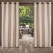 Delano Taupe Solid Light Filtering Grommet Top Indoor/Outdoor Curtain, 54 In. W