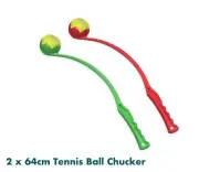 2 x Pet Dog Puppy Tennis Ball Launcher Chucker Thrower Long 64cm with ball