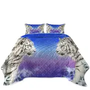 Wild Animal Art White Tigers at Winter Night Coverlet